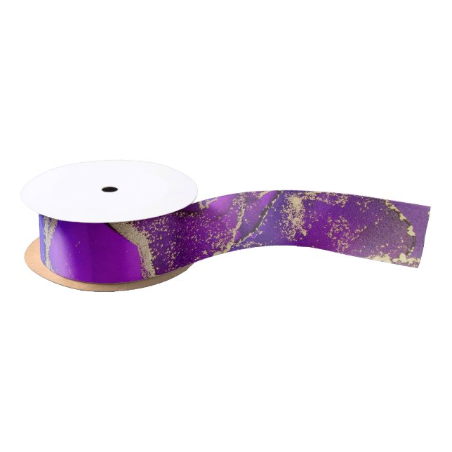 Chic Pink Purple Jewel Toned Ink Wash  Satin Ribbon (Spool)