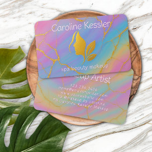Chic Pink Purple Turquoise Teal Blue Gold Marbled Business Card