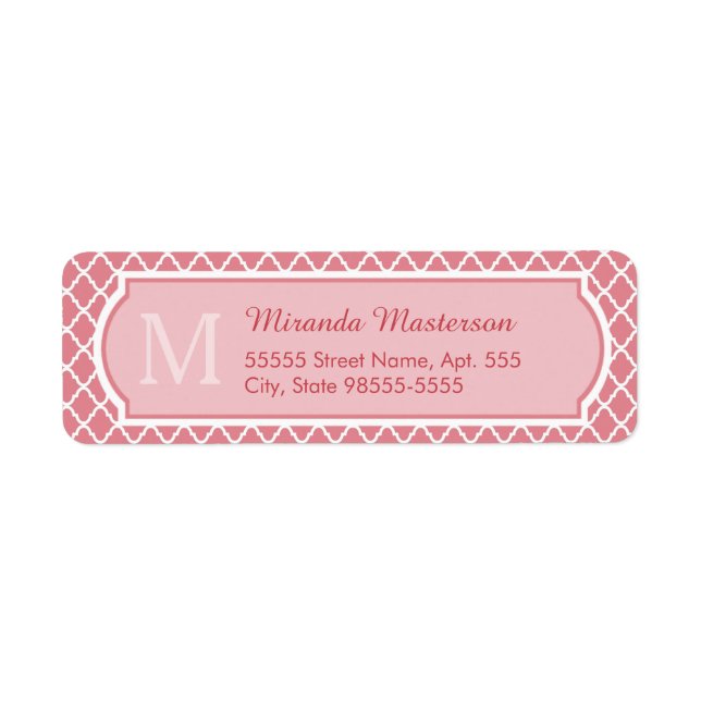 Chic Pink Quatrefoil Monogram With Name (Front)
