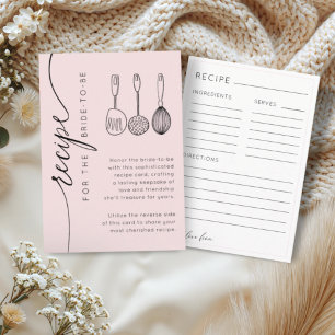 Chic Pink Recipe Keepsake Bridal Shower Enclosure Card