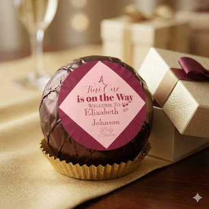 Chic Pink & Red "A Tini One" Baby Shower Classic Round Sticker