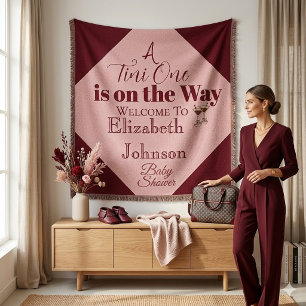 Chic Pink & Red "A Tini One" Baby Shower Tapestry