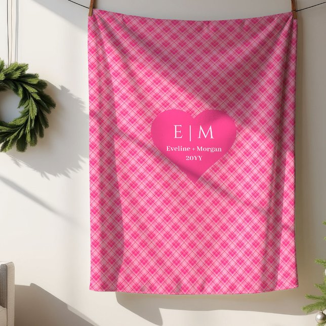 Chic Pink Red Hearts Personalized Valentine Gift Sherpa Blanket (Chic Pink Red Hearts Personalized Valentine Gift Sherpa Blanket)