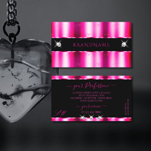 Chic Pink Red Ombre Black Sparkle Jewels Initials Business Card