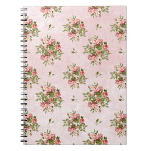 Chic Pink Romantic Girly Vintage Roses Floral Notebook