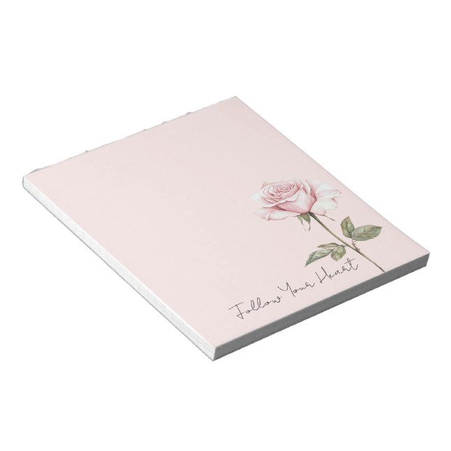 Chic Pink Rose Flower Notepad (Angled)