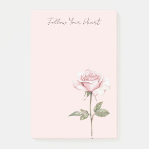 Chic Pink Rose Flower Post-it Notes