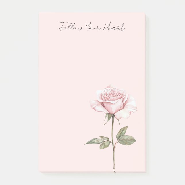 Chic Pink Rose Flower Post-it Notes (Front)