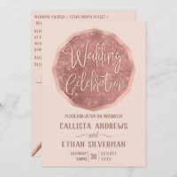 Chic Pink Rose Gold Glitter Polygon Geo Wedding