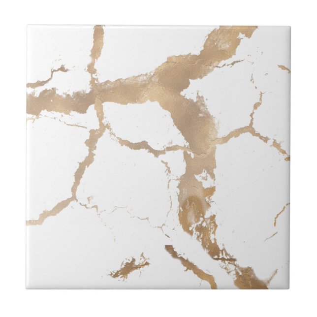  Chic Pink Rose Gold Metallic Marble Look Glamour Tile (Front)