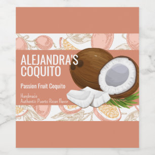 Chic Pink Rose Passion Fruit Coquito Bottle Label
