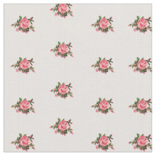 Chic Pink Roses and Stripes Fabric