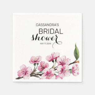 Chic Pink Sakura Floral Botanical Bridal Shower  Napkin