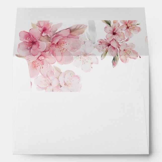 Chic Pink Sakura Flowers Envelope (Back (Bottom))