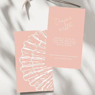 Chic Pink Scallop Shell Books For Baby Girl Shower Enclosure Card