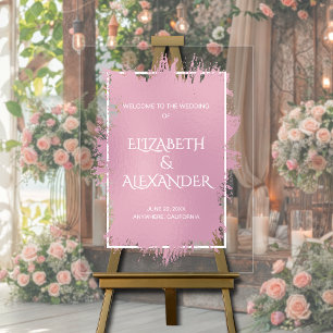 Chic Pink Splash Wedding Welcome Acrylic Sign