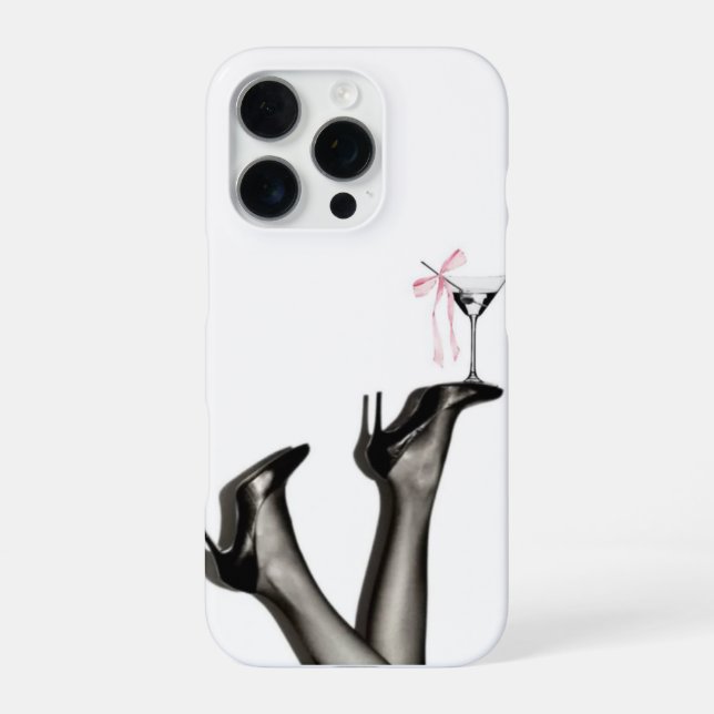 Chic Pink Stripe Cocktail iPhone Case (Back)
