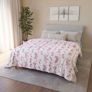 Chic Pink Stylish Coquette Bow Repeat Pattern  Sherpa Blanket