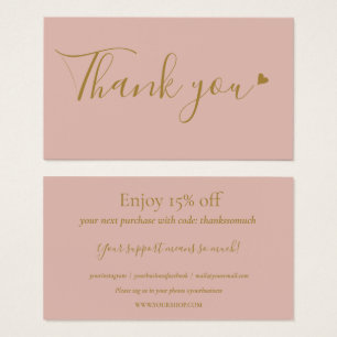 Chic Pink Thank You For Shopping Discount Card