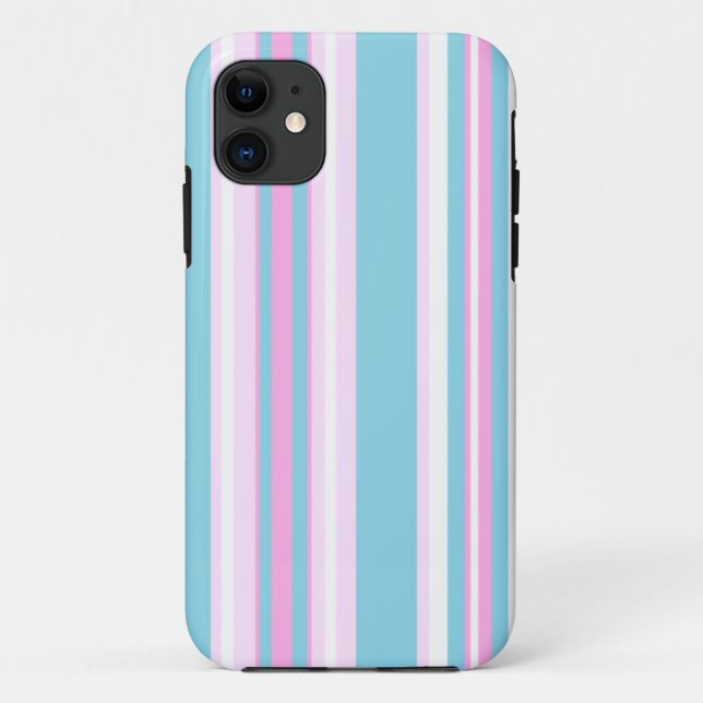 Chic Pink Turquoise White Stripe iPhone 5/5s Case (Back)