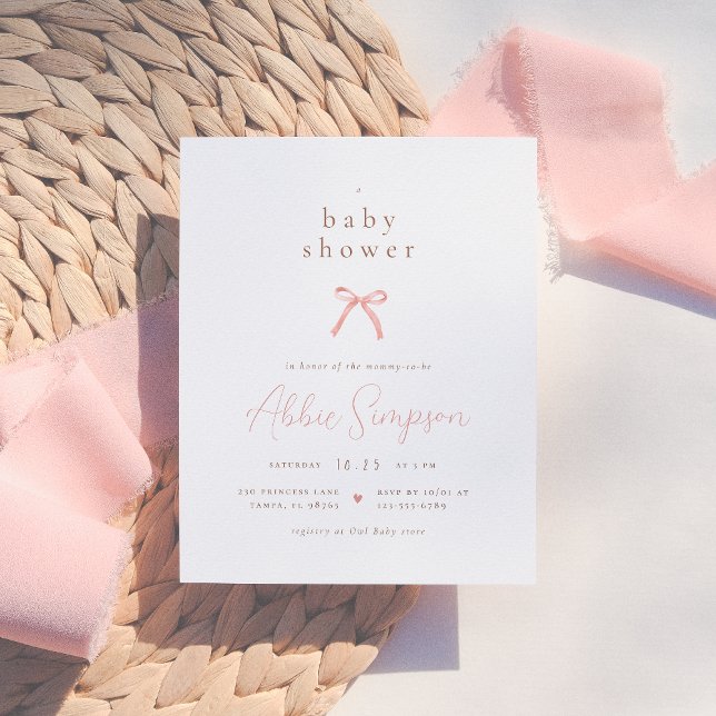 Chic Pink Watercolor Bow Girl Budget Baby Shower (Creator Uploaded)