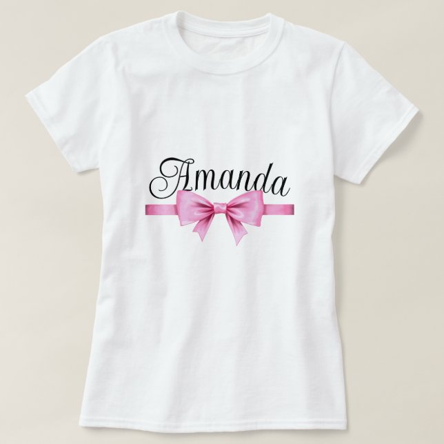 Chic Pink Watercolor Bow Sweet 16 Birthday T-Shirt (Design Front)
