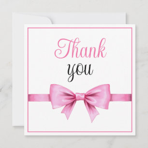 Chic Pink Watercolor Bow Sweet 16 Birthday Thank You Card