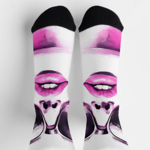 Chic Pink Watercolor Fashion Woman Sunglasses Socks