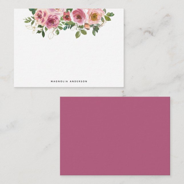 Chic Pink Watercolor Floral Small Card (Front/Back)