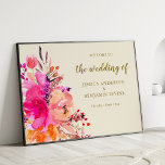 Chic Pink Watercolor Floral Wedding Welcome Sign<br><div class="desc">Chic Pink Watercolor Floral Wedding Welcome Sign</div>
