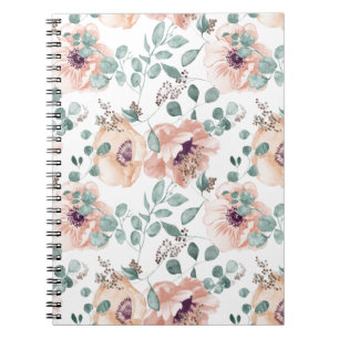 Chic Pink Watercolor Flowers Notebook