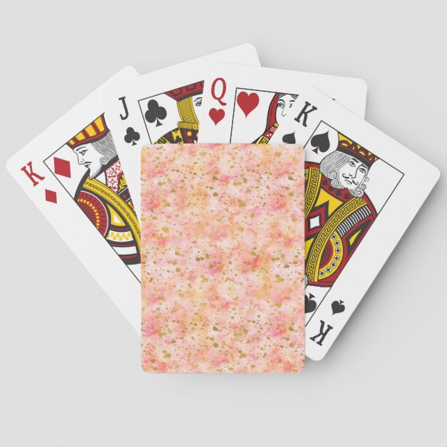 Chic Pink Watercolor Gold Confetti Playing Cards (Back)