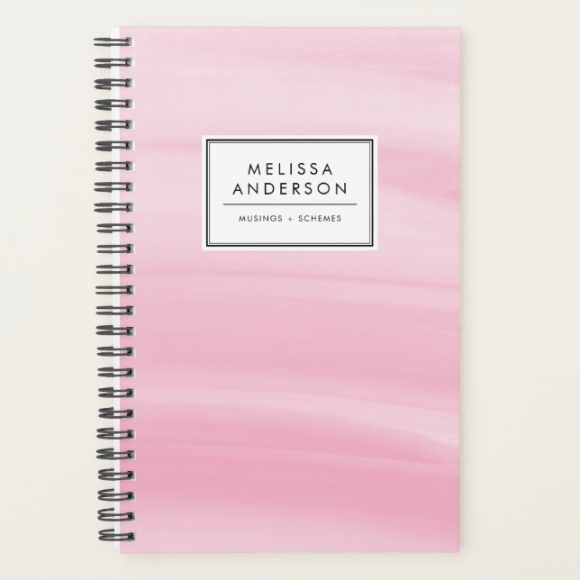 Chic Pink Watercolor Wash Modern Planner (Front)