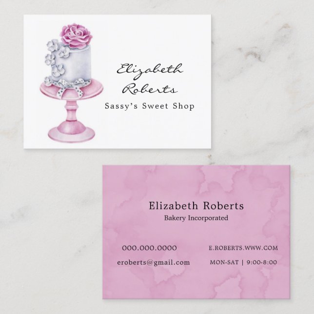 Chic Pink Wedding Cake Decorate Business Card (Front/Back)