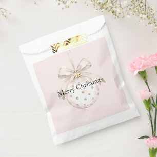 Chic Pink White Dots Bow Ornament Christmas Favour Bags