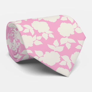 Chic pink &white floral pattern tie
