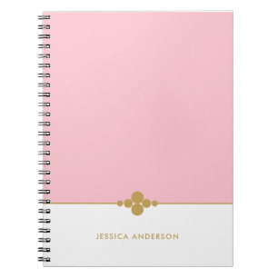 Chic Pink White Gold Personalised Notebook