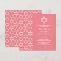 Chic Pink & White Jewish Star Of David Bat Mitzvah