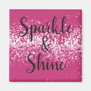 Chic Pink White Sparkle Shine Magnet