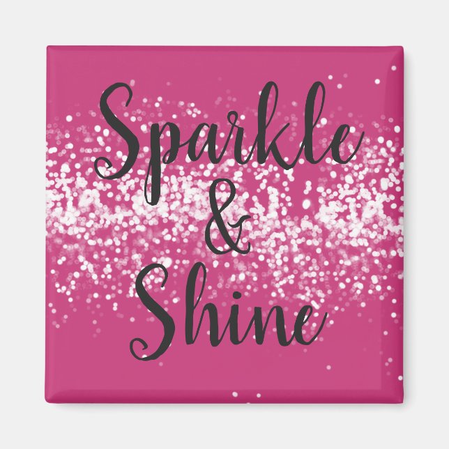 Chic Pink White Sparkle Shine Magnet (Front)
