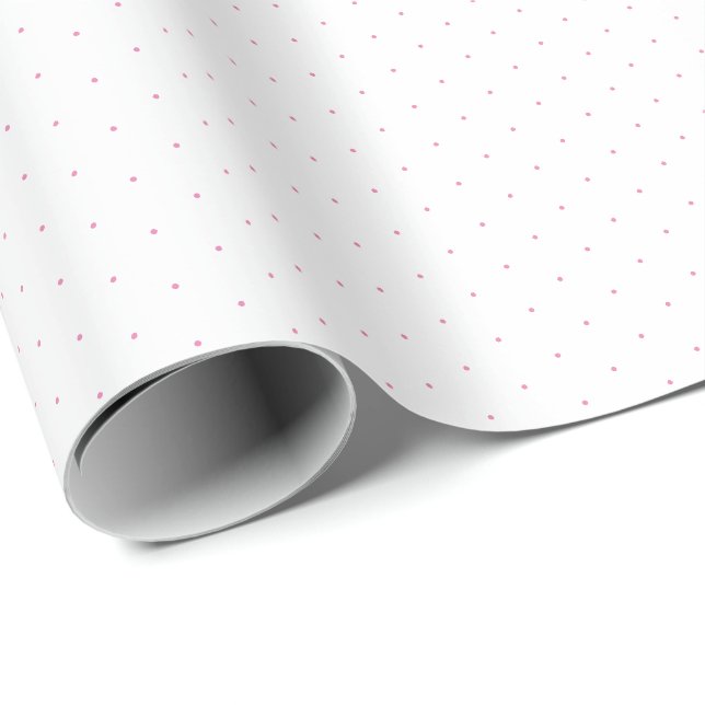 Chic pink white tiny polka dots pattern gift  wrapping paper (Roll Corner)
