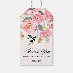 Chic Pink Wildflower Bridal Shower Favour Gift Tags