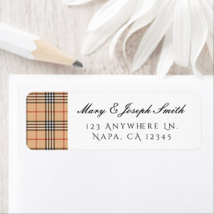 Chic Plaid Warm Tan Base White Black Customisable