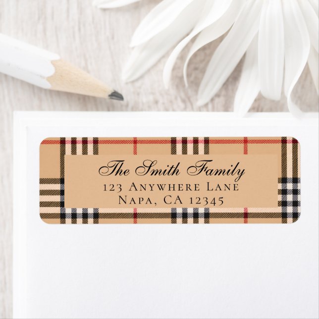 Chic Plaid Warm Tan Base White Black Customisable (Insitu)