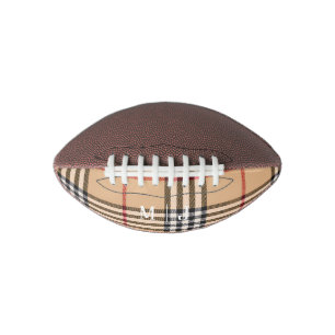 Chic Plaid Warm Tan Customisable Initials Monogram Football