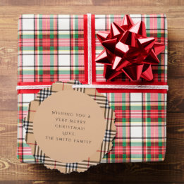 Chic Plaid Warm Tan | Customisable Photo And Text Tree Decoration Card