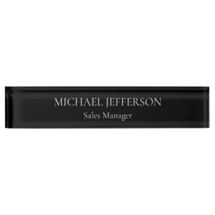 Chic Plain Black & White Color Personalized Custom Nameplate