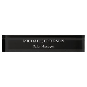Chic Plain Black & White Colour Personalised Custo Nameplate