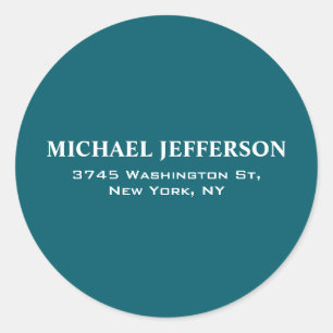 Chic Plain Dark Teal Colour Personalised Custom Classic Round Sticker