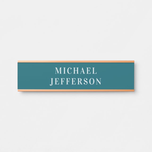 Chic Plain Dark Teal Colour Personalised Custom Door Sign (Front)
